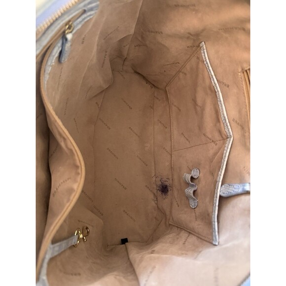 Brahmin BLUE Asher Medium  EMBOSSED Leather Shoulder Tote Handbag GORGEOUS! - Picture 9 of 9